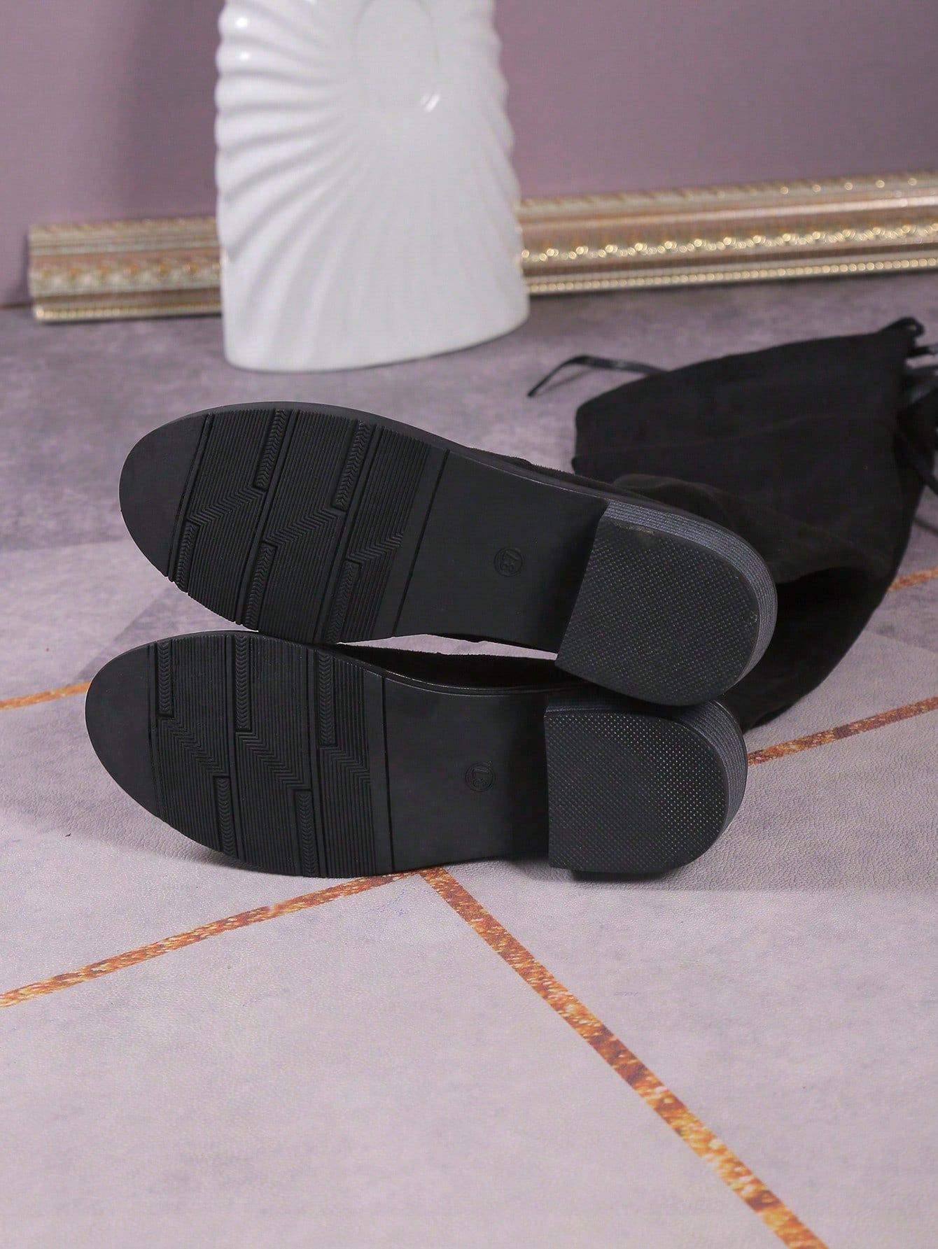 الأحذية فوق الركبة للنساء موضة جديدة خريف/شتاء، كعب سميك نحيف، بوت طويلة دافئة مرنة، بوت فستان قياسات كبيرة ذات بُعد عالي مسطح