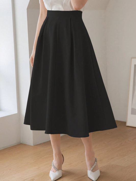 تنورة خصر عالي بتفاصيل طية التجاعيد