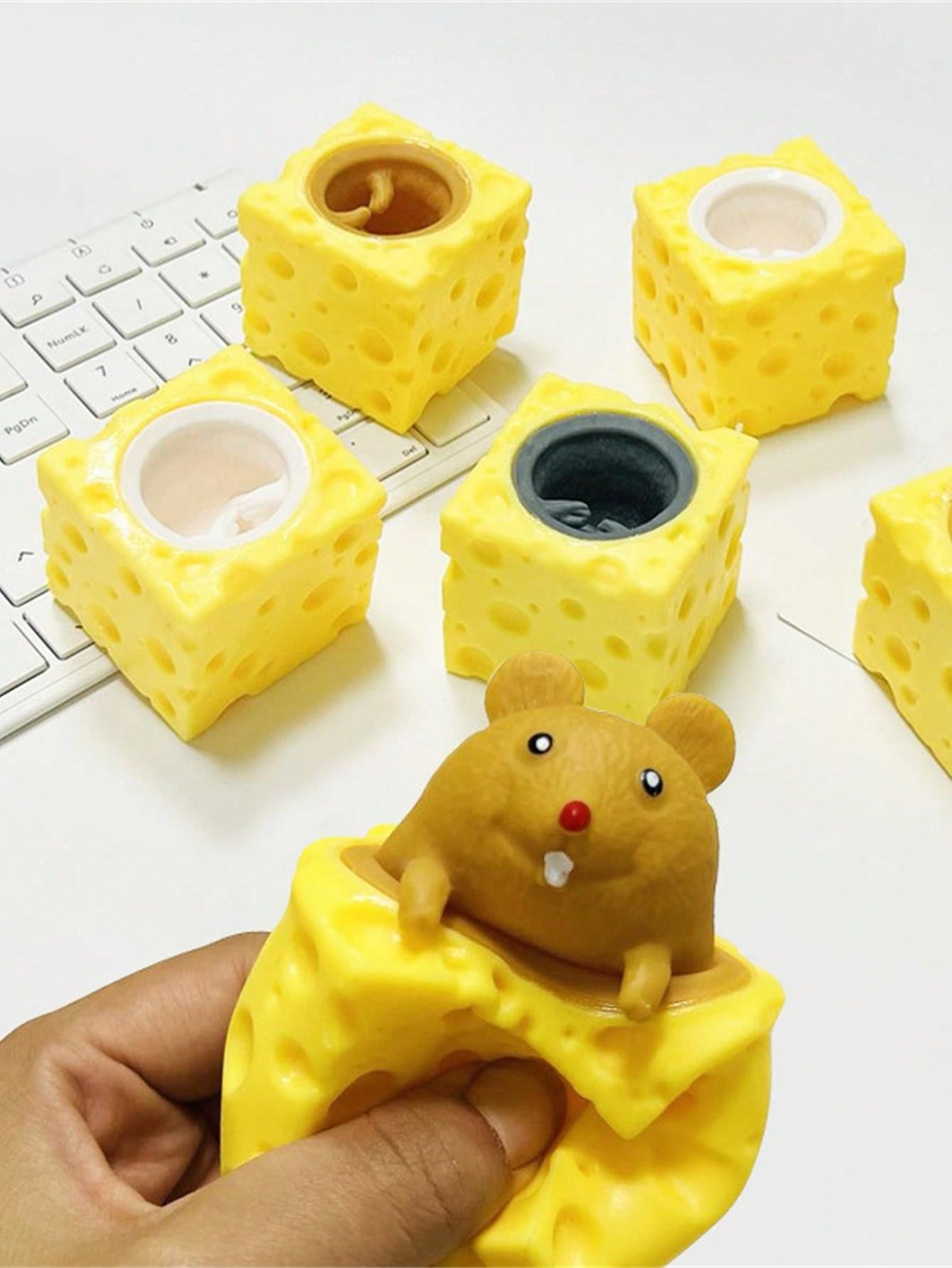 لعبة Tpr المضغوطة Cheese Mouse لتخفيف التوتر بتصميم مميز ومضحك (لون عشوائي)
