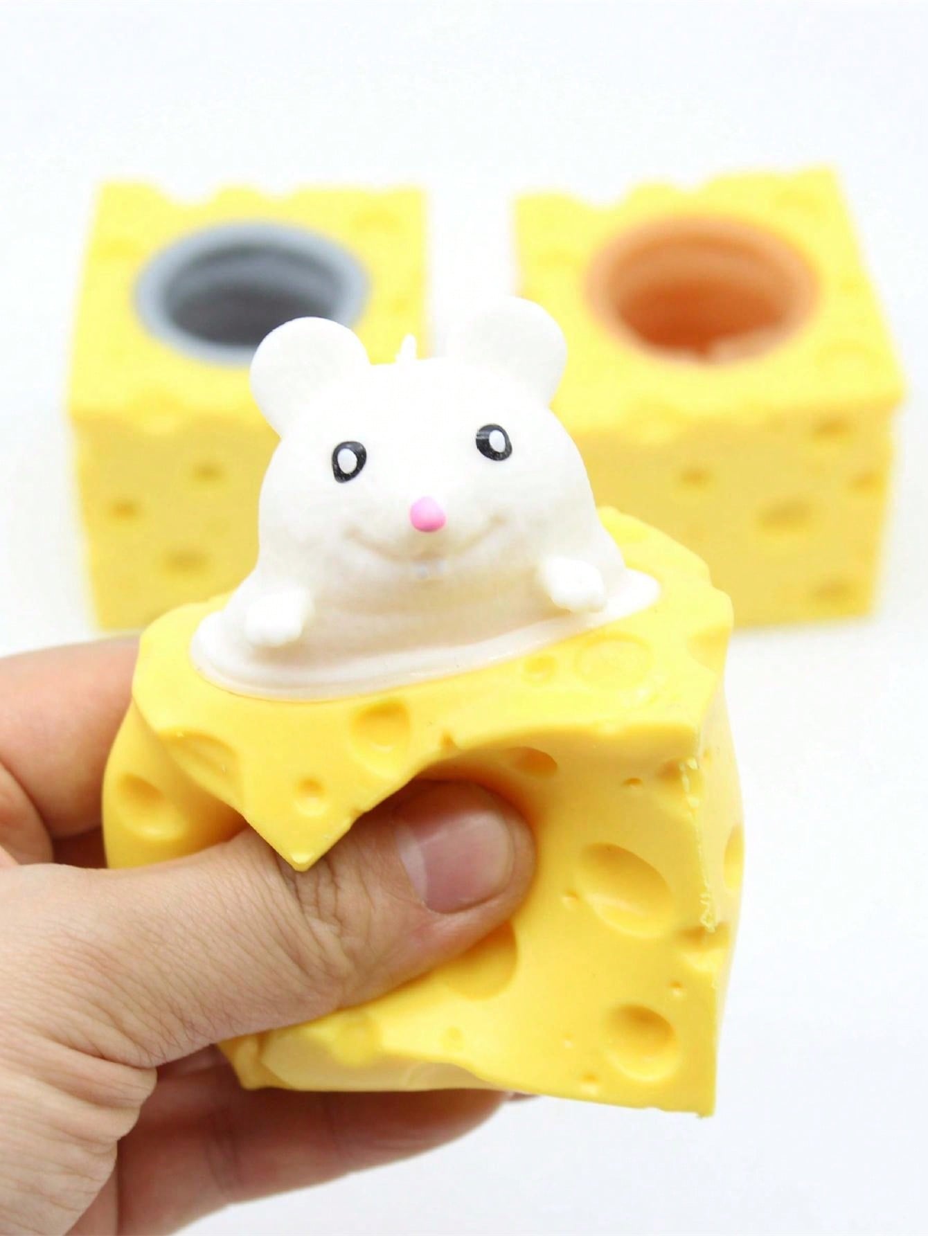 لعبة Tpr المضغوطة Cheese Mouse لتخفيف التوتر بتصميم مميز ومضحك (لون عشوائي)
