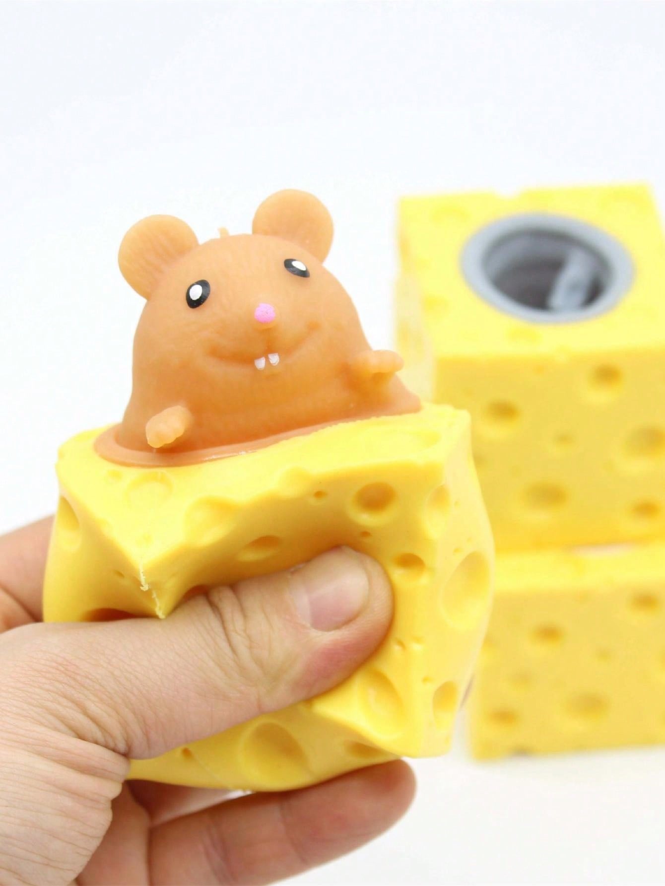 لعبة Tpr المضغوطة Cheese Mouse لتخفيف التوتر بتصميم مميز ومضحك (لون عشوائي)