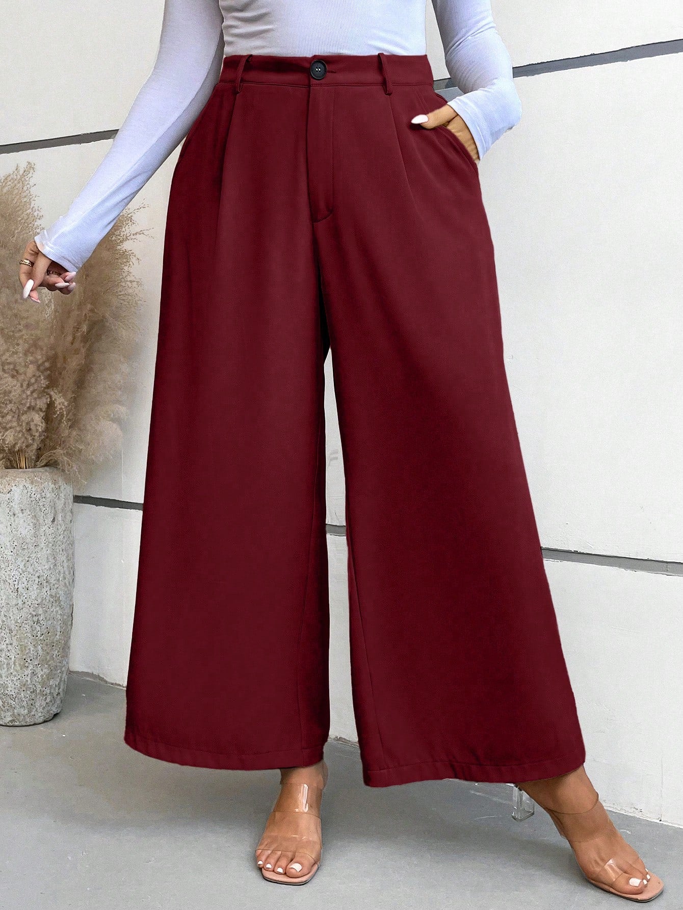 بنطلون بدلة ساق عريضة مقاس كبير