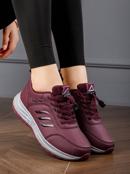 حذاء مشي نسائي بسيط من جلد البولي يوريثان مضاد للرذاذ للربيع والخريف، أحذية رياضية مقاومة للانزلاق، مريحة وخفيفة الوزن مع نعل ناعم عالي المرونة