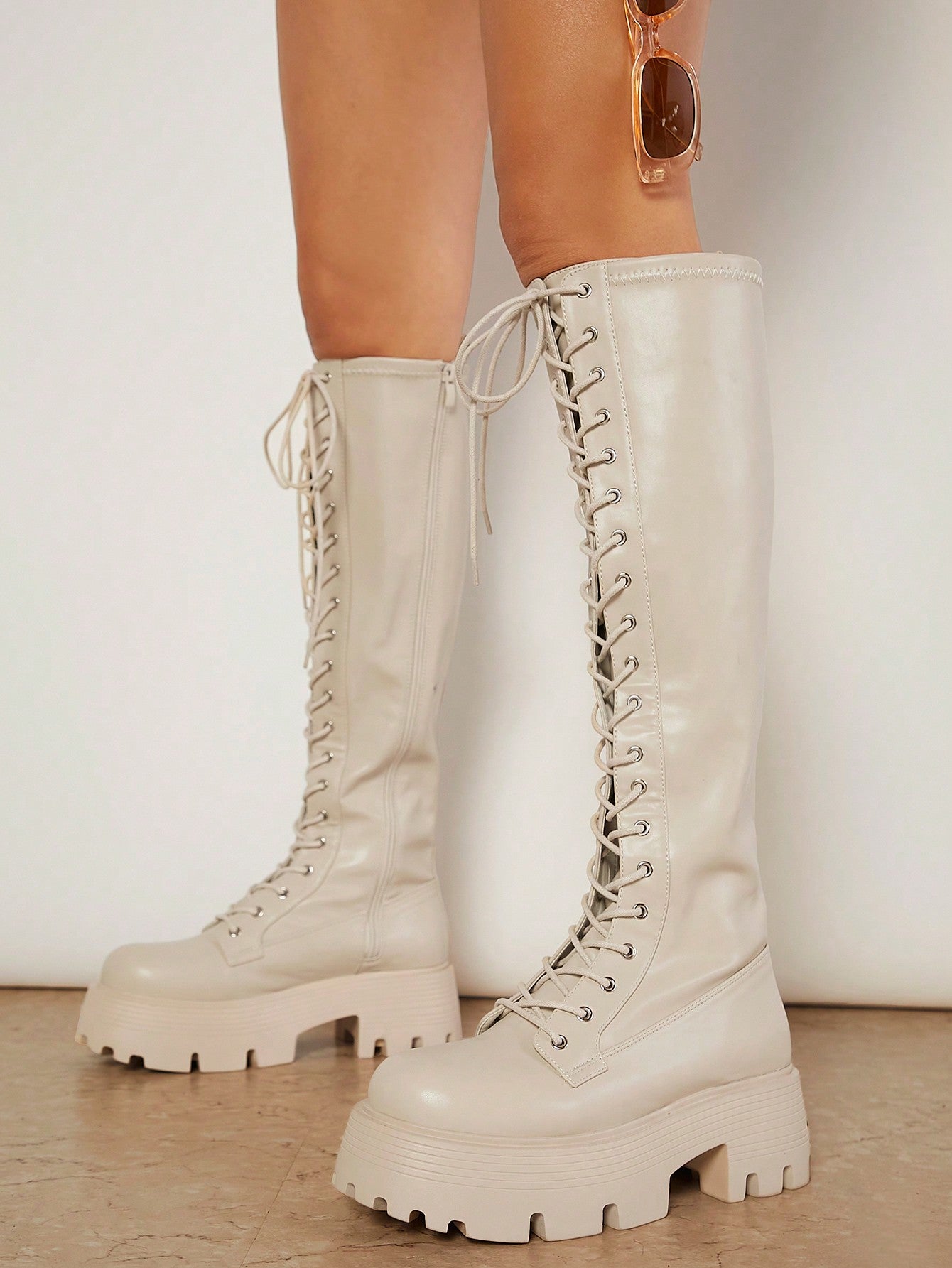 جزمة عسكرية جلد صناعي رباط باطن حذاء