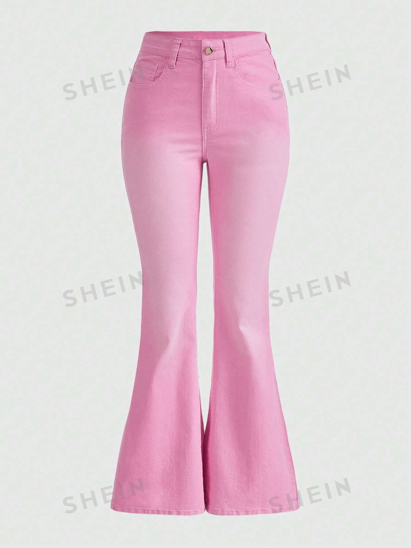 سروال جينز بساق متسعة وفيونكة من الدانتيل متباين، مناسب للمدرسة