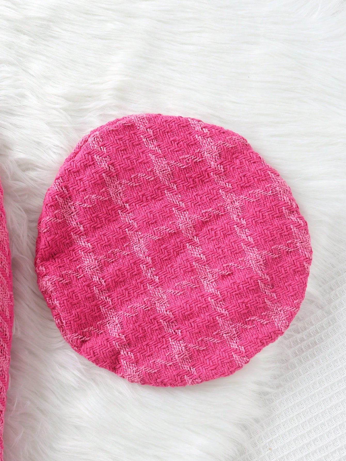 بنت طفل طباعة مربع النقش بتفاصيل رفرف تويد جاكيت & تنورة ذو تجاعيد & قبعة