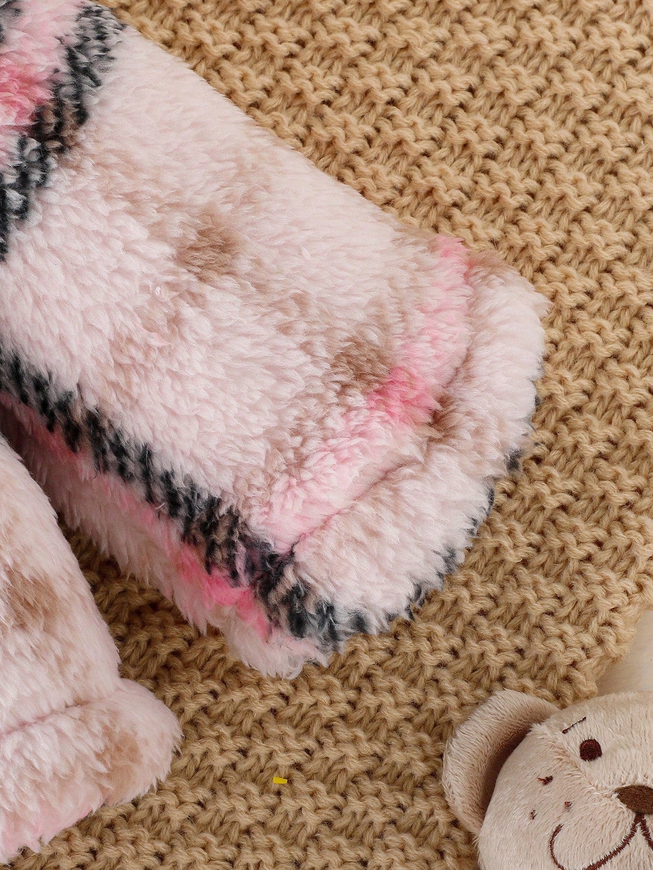 معطف طباعة مربع النقش جيب قلاب الصوف القطبي بدون كنزة صوف للاولاد الاطفال