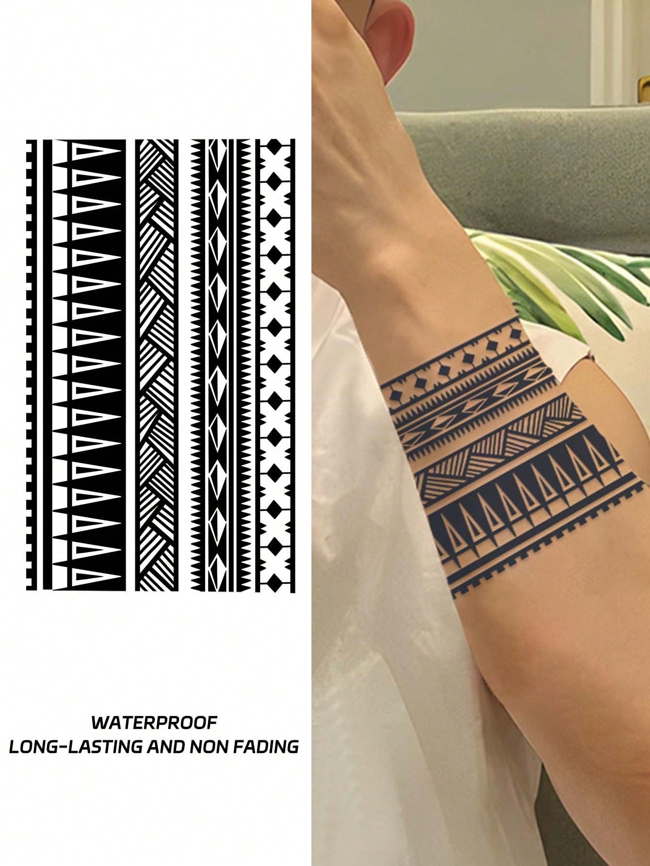 ملصق وشم مؤقت مبتكر للخط المستقيم مقاوم للماء وغير لامع للذراع أو المعصم للرجال تاتو تاتو ابيض ملصق ووشمشم وشم ملصق وشم وشم