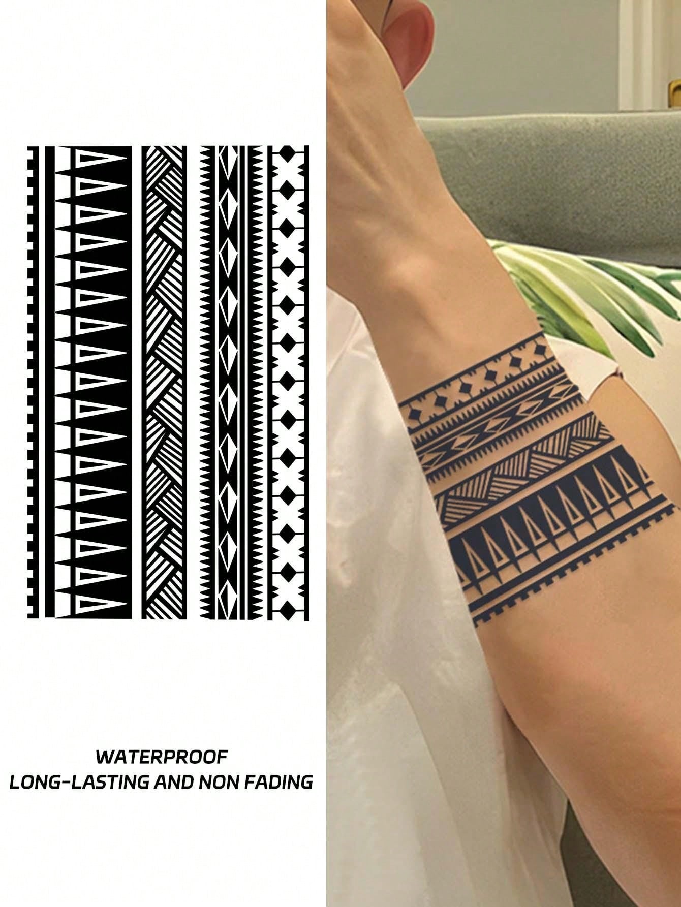 ملصق وشم مؤقت مبتكر للخط المستقيم مقاوم للماء وغير لامع للذراع أو المعصم للرجال تاتو تاتو ابيض ملصق ووشمشم وشم ملصق وشم وشم