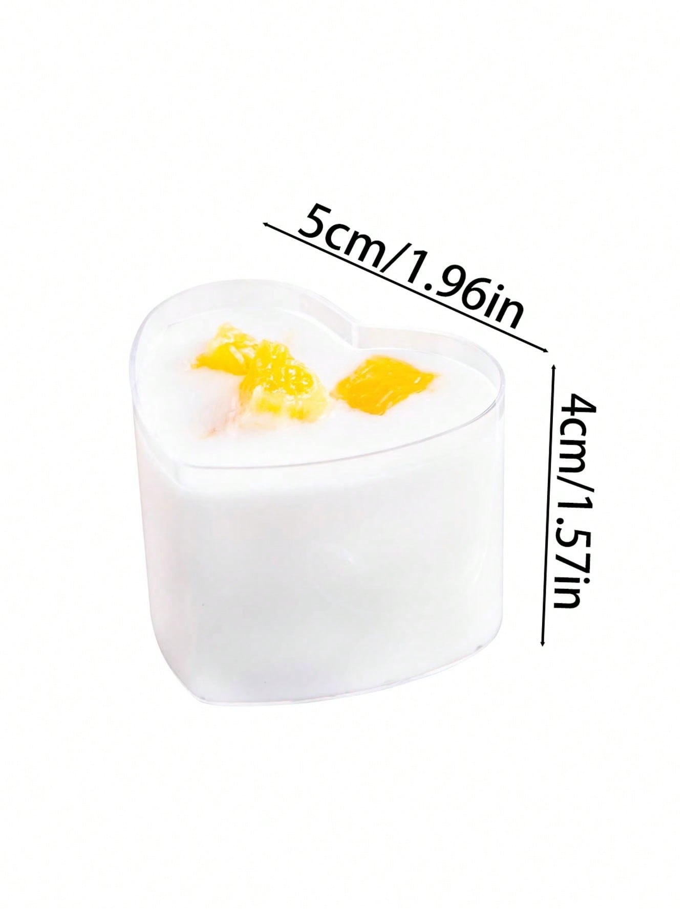 كؤوس موس بلاستيكية بشكل قلب 5 قطع، كوب بودينغ حلى