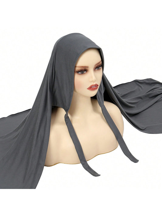 وشاح من الحرير اللبني الناعم ، تصميم ربط وتغليف ، حلقة رأس مريحة بعقد للنساء