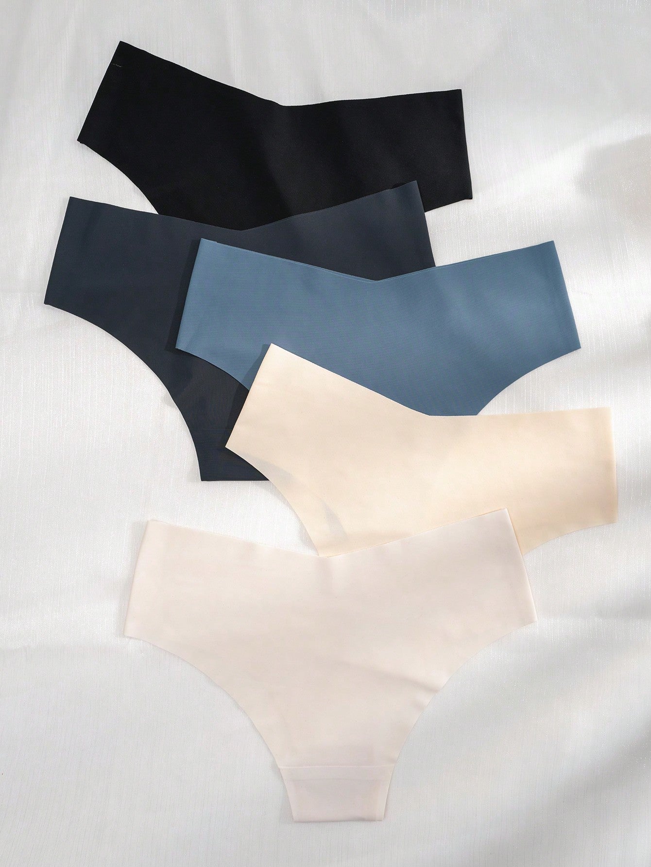 مجموعة من 5 قطع للنساء من الملابس الداخلية ثلاثية الزوايا بألوان صامدة
