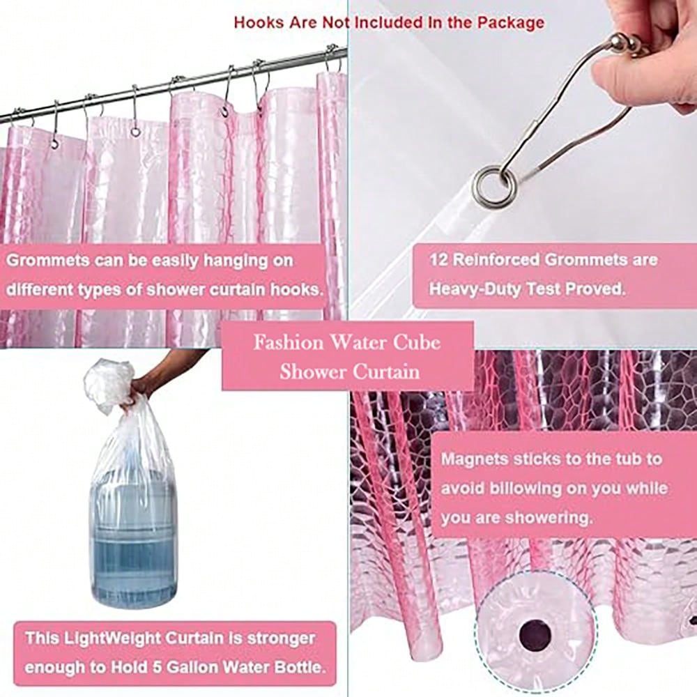 ستارة استحمام شفافة وردية