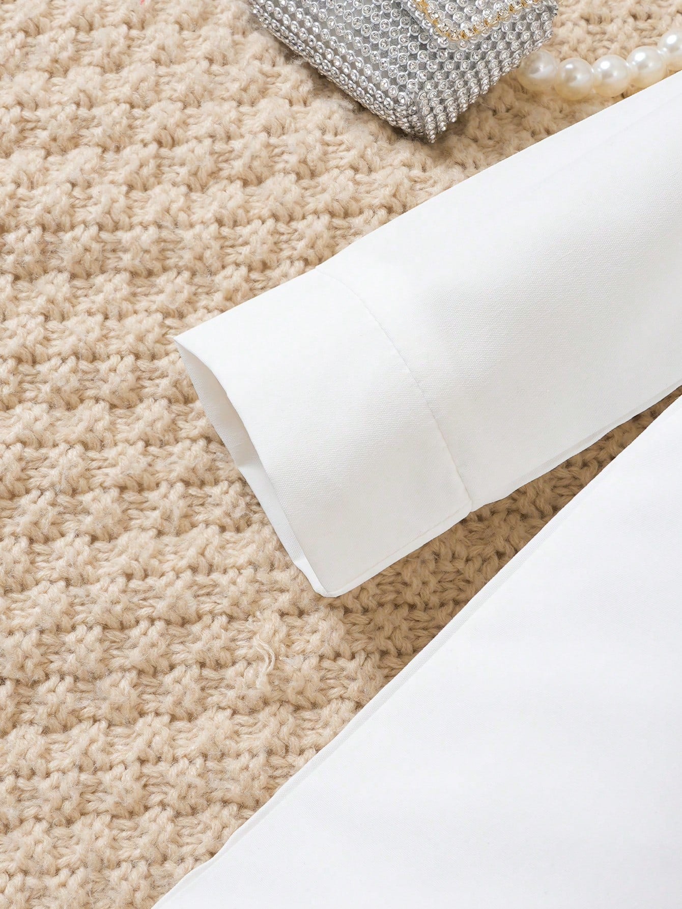 مجموعة بناتية لربيع/خريف/شتاء: سترة صوف كبيس كثيفة بستايل شبكي وقميص مربعات