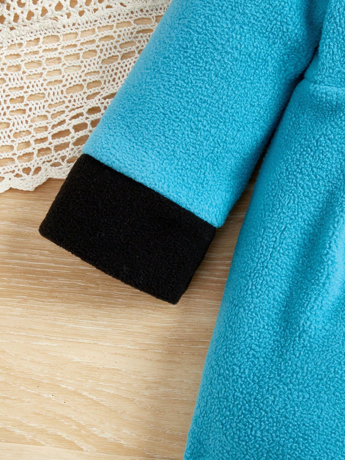 للبنات الاطفال ياقة متباينة تجاعيد مطوية معطف & قبعة