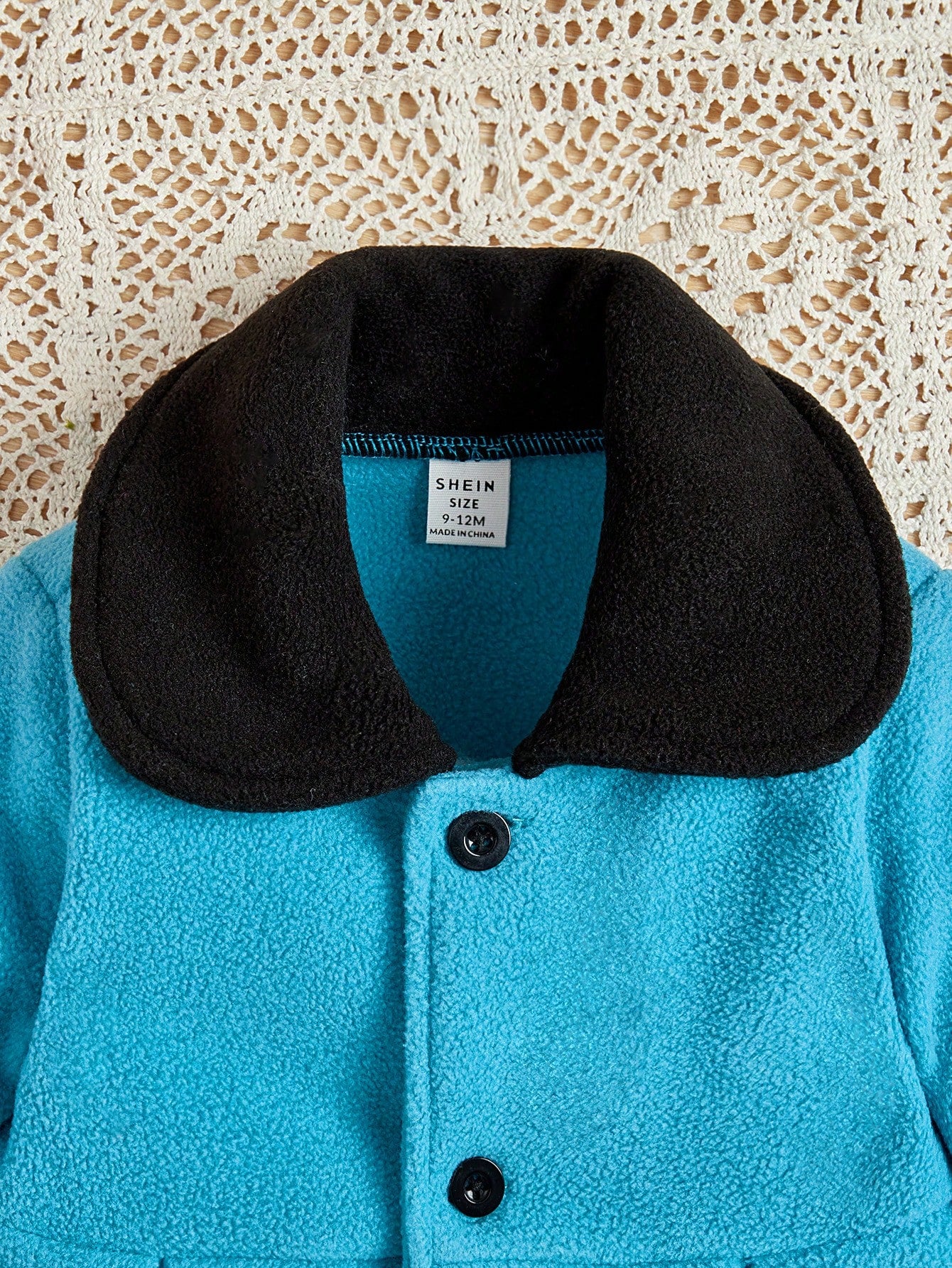 للبنات الاطفال ياقة متباينة تجاعيد مطوية معطف & قبعة