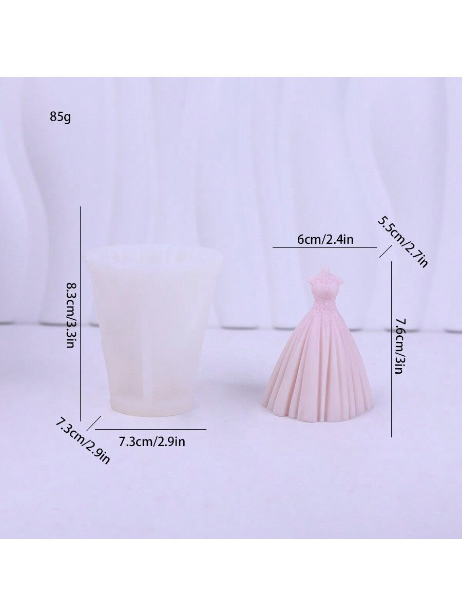 كيكة على شكل فستان زفاف ورائحة وشمعة وديكور وقالب سيليكون جبس