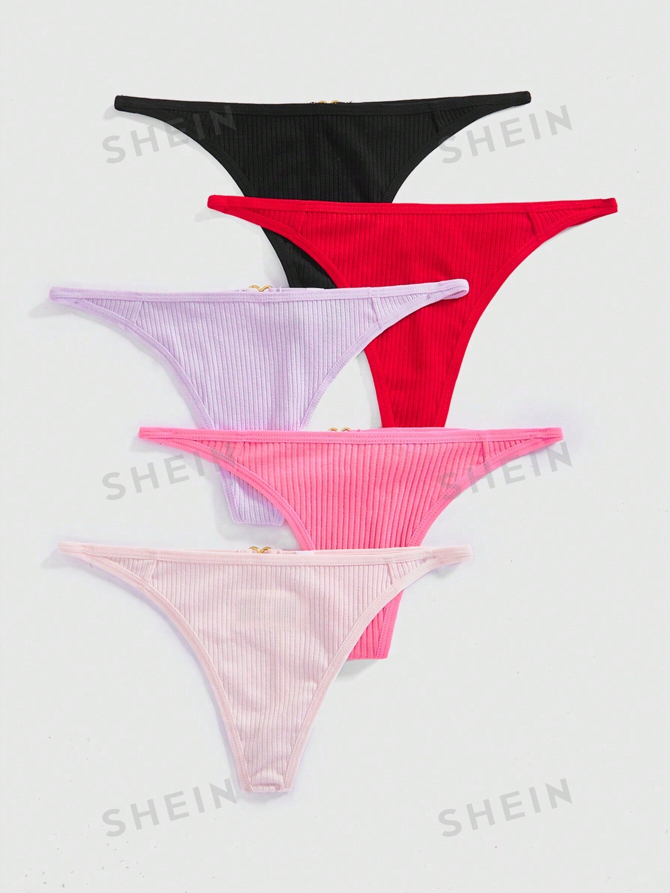 ثونج بنمط قلب رومانسي للنساء مع مجموعة إكسسوارات (5 قطع)