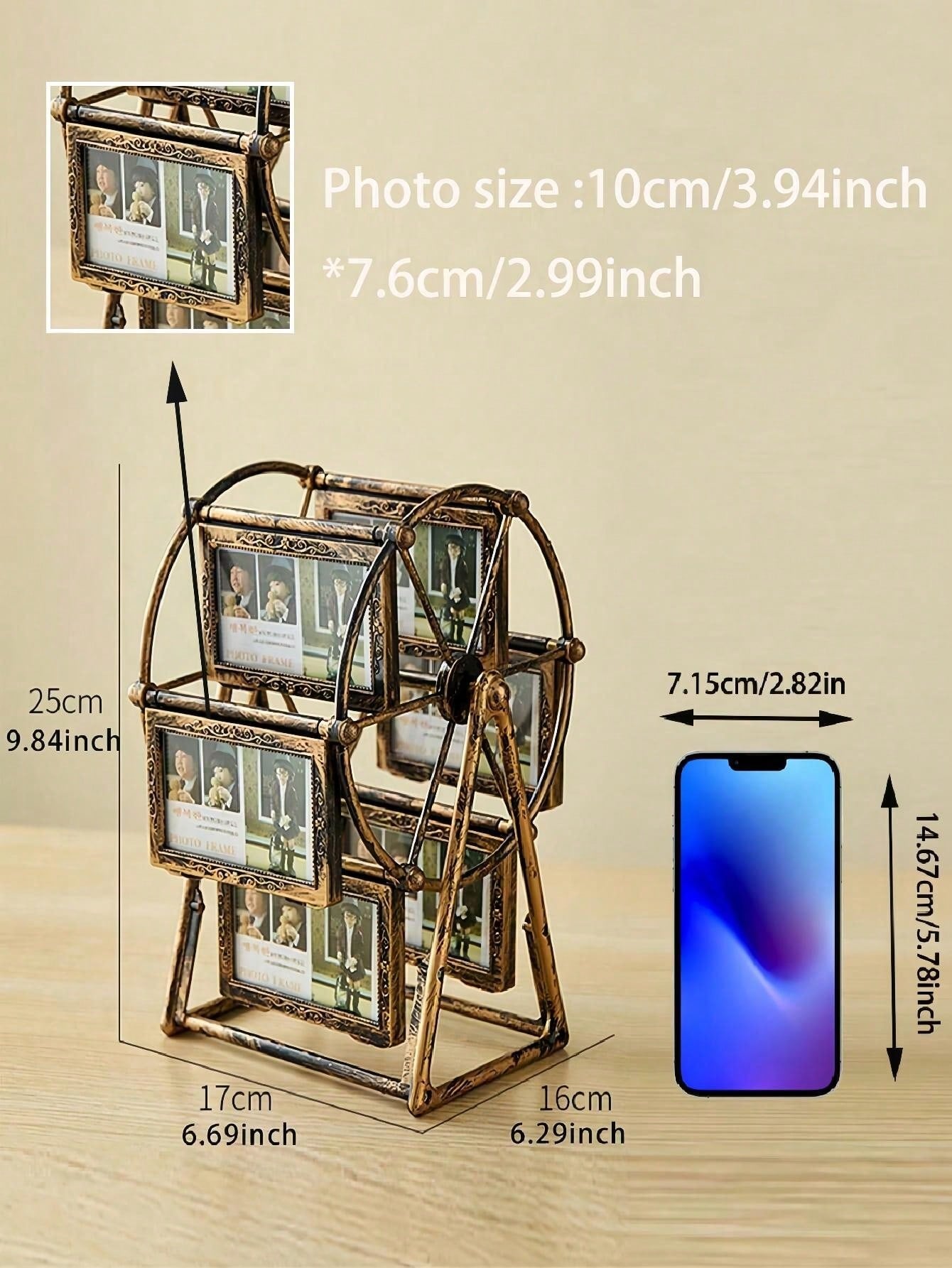 إطار صور عجلة فلكية عتيقة التصميم 4 بوصة ، صنع ديكور إبداعي للمكتب