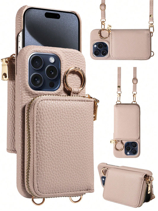 محفظة متعددة الوظائف بحزام كتف قابل للإنحناء بسحاب، علبة هاتف جلد اصطناعي