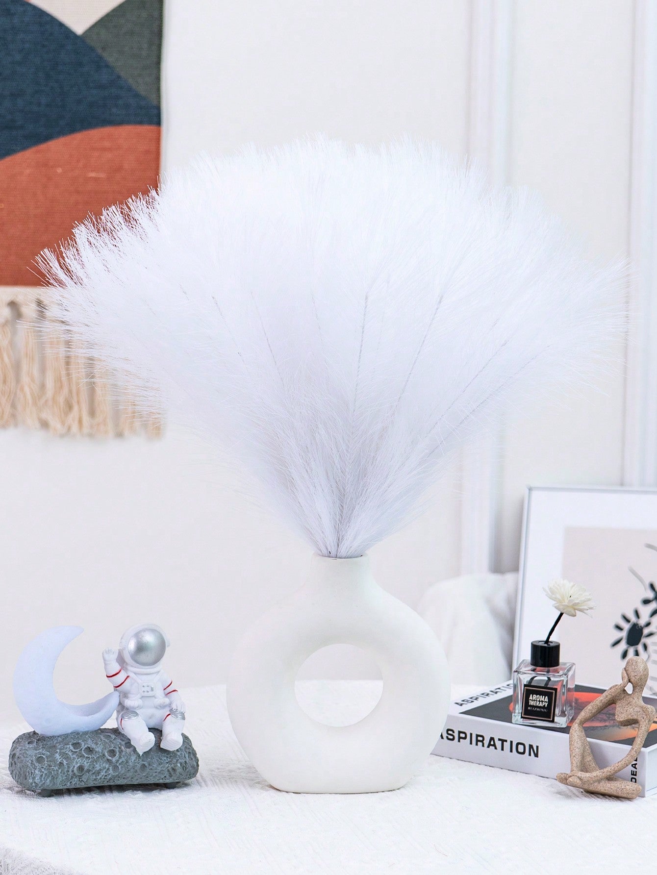 قطع عشب البامباس الاصطناعي الأنيق - مصنوع من قماش البوليستر ناعم وسريع, بطول 43 سم (16.9 بوصة)