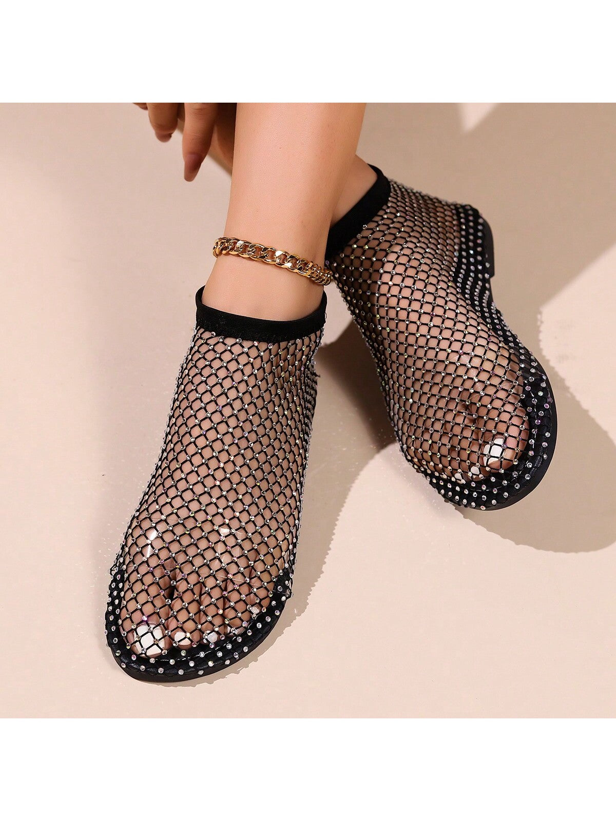 الصنادل الجوف خارج الديكور مع حجر الراين أحذية بوت قصيرة حذاء مسطح