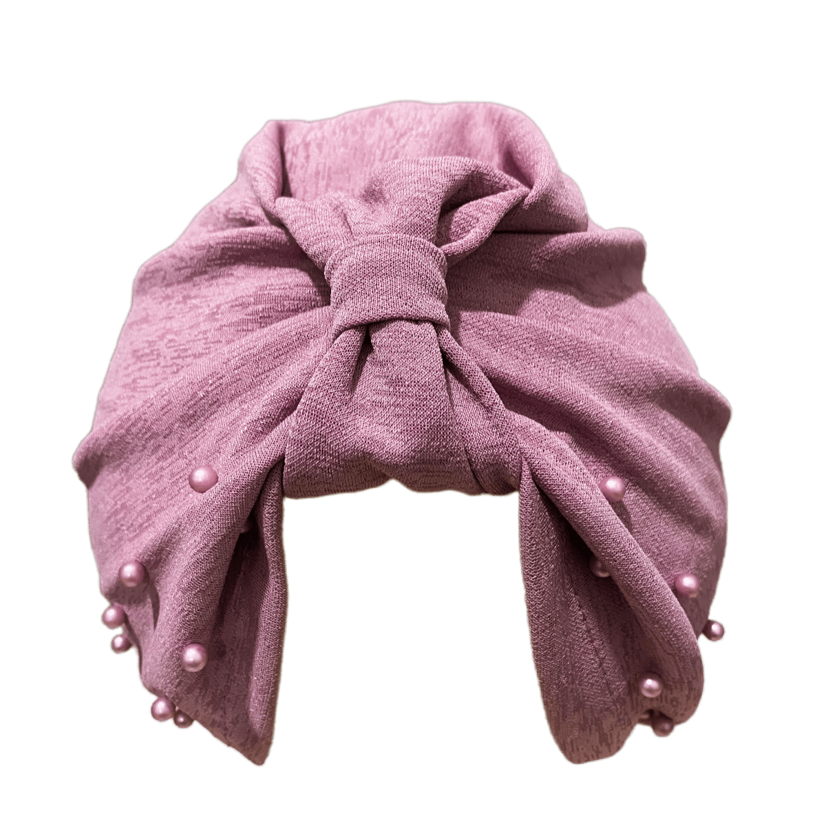 قطعة واحدة من قبعة عصابة الرأس مرصعة باللؤلؤ بلون سادة للسيدات، قبعة عمامة مرنة قابلة للتنفس بدون حافة، قبعة صغيرة مريحة ناعمة للاستخدام في الهواء الطلق والعادية