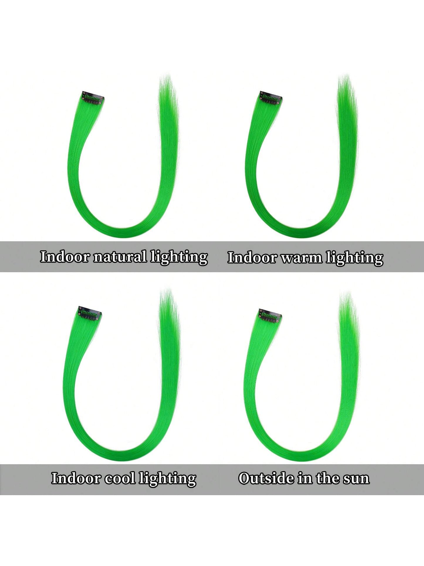 ملحقات شعر اصطناعية قصيرة مستقيمة ملونة ، 6 قطع لديها لمعان حرفي 20بوصة ، ملحقات شعر بلون أخضر لتنكر عيد الهالوين و حفلات الأزياء مناسبة للفتيات والنساء باروكة