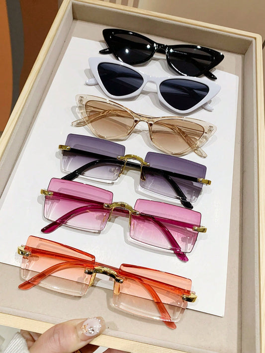 6 أزواج نظارات شمسية صغيرة الإطار ذات طراز رجعي للرجال والنساء، إطارات بلاستيكية كلاسيكية للسفر والشاطئ والترفيه والاستخدام اليومي
