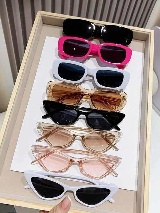 8 قطعة/مجموعة إكسسوارات نظارات شمسية مربعة بلاستيكية أنيقة للنساء
