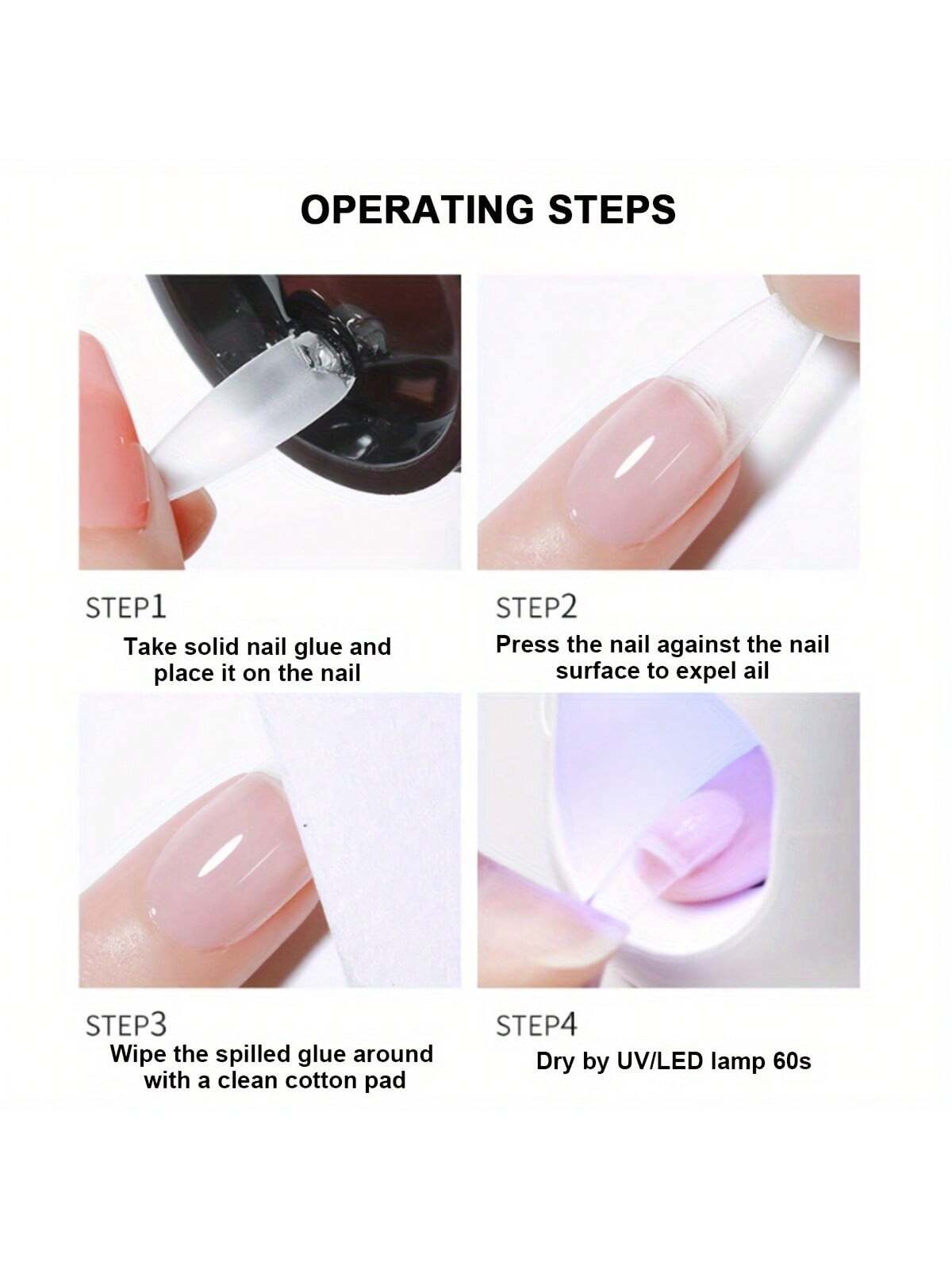 صمغ لاصق صلب لتمديد الأظافر سريعاً، لامع شفاف