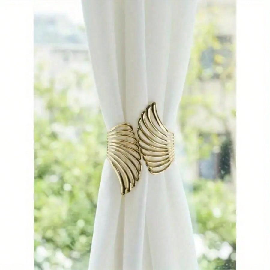 مشابك ستارة من المعدن الأنيق 1قطعة/2قطعة بتحفة جناح الريش باللون الذهبي/الفضي-مزخرفة بالنقش