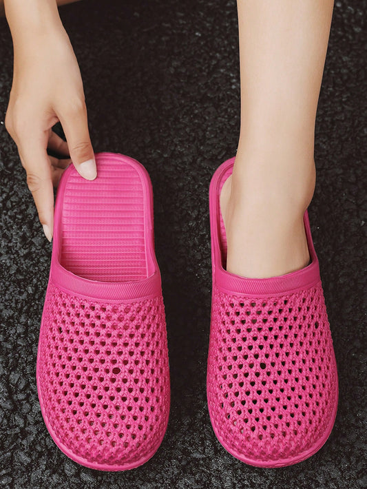 شبشب مسطح للنساء بكعب مضاد للانزلاق مضاد للماء و مسامي للهواء، جزمة لوفرز سيدة العجوز.