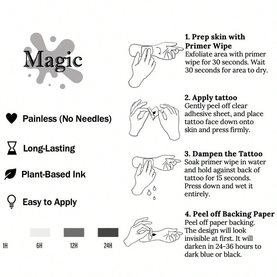 طقم من الوشم بتقنية ثورية قطعة واحدة, وشم شبه دائم, ملاك, وشم مؤقت, وشم صناعي, مقاوم للماء, مظهر وشم حقيقي, نباتي, وشم, أجنحة, تاج, X068