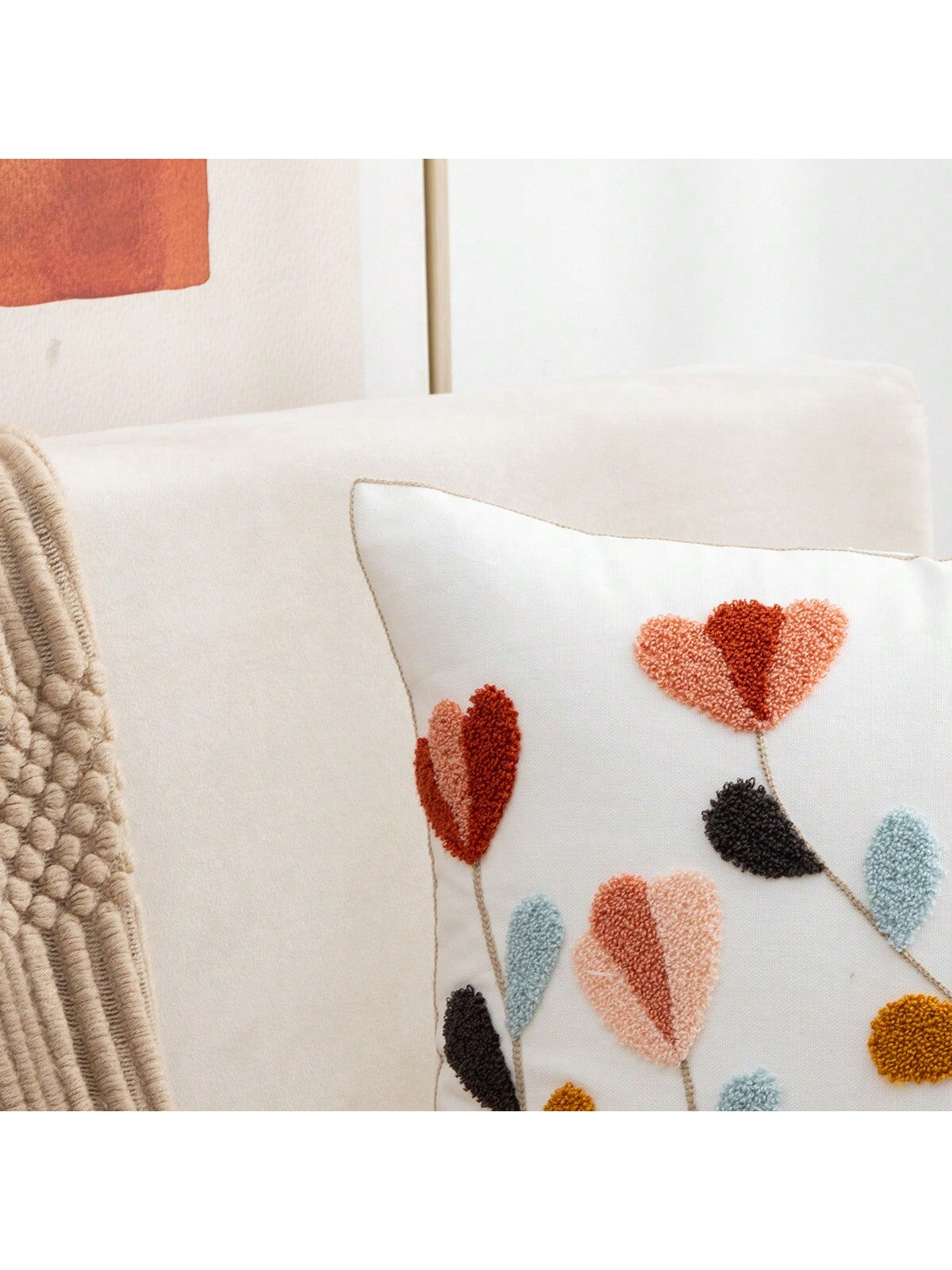 غطاء وسادة بنمط الزهور