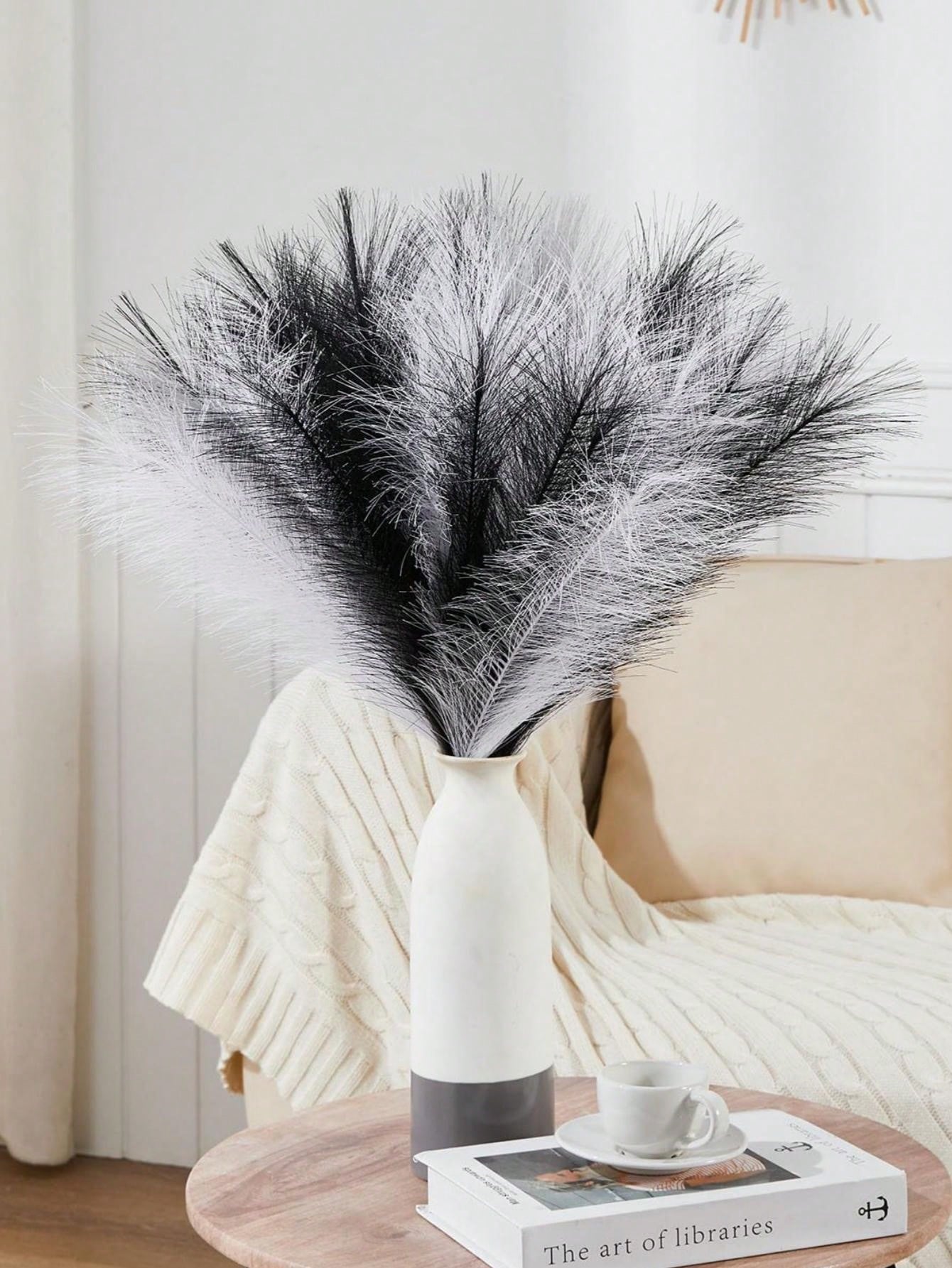 نباتات بامباس اصطناعية 15 قطعة بسيطة 54 سم/21.28 بوصة، زهرة اصطناعية كثيفة