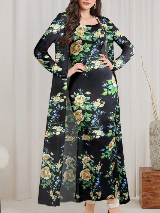 فستان كامي بطية ذيل سمكة مطبوع بنمط زهور