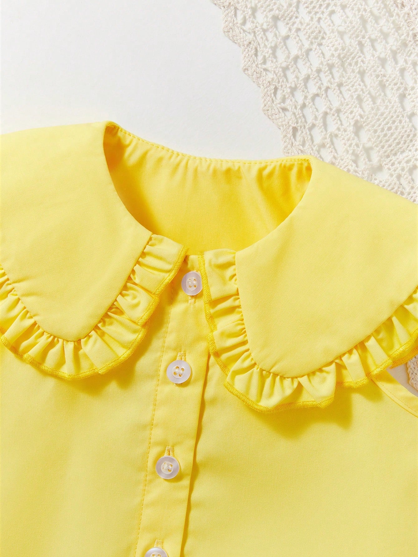 بلوزة بدون أكمام وياقة دمية بناتي للصيف العادية والأساسية بلون صلب