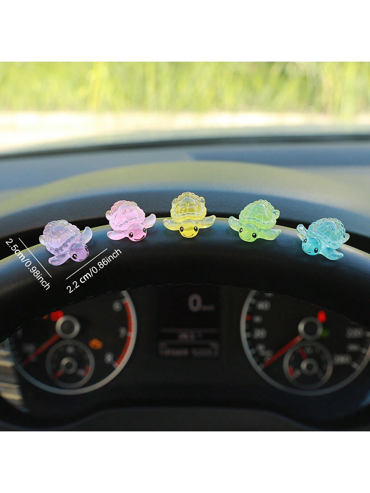 زخرفة السيارة للداخلية مكونة من 5 قطع سلاحف الراتنج الرائعة، اكسسوارات زخرفية إبداعية للسيارة