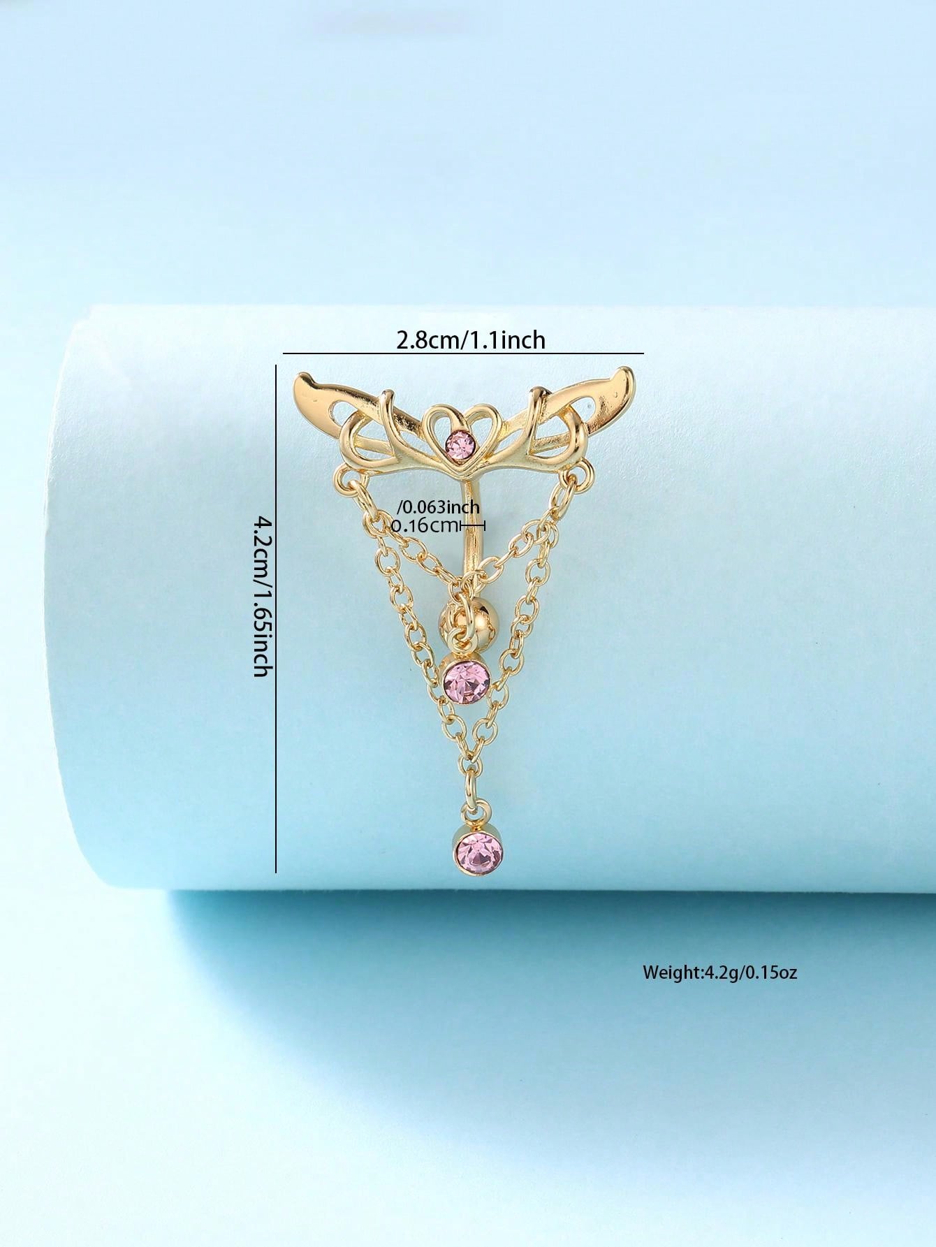 حلية سلسلة قلب مجنحة بقرط بطن للثقب السري على شكل السنجاب