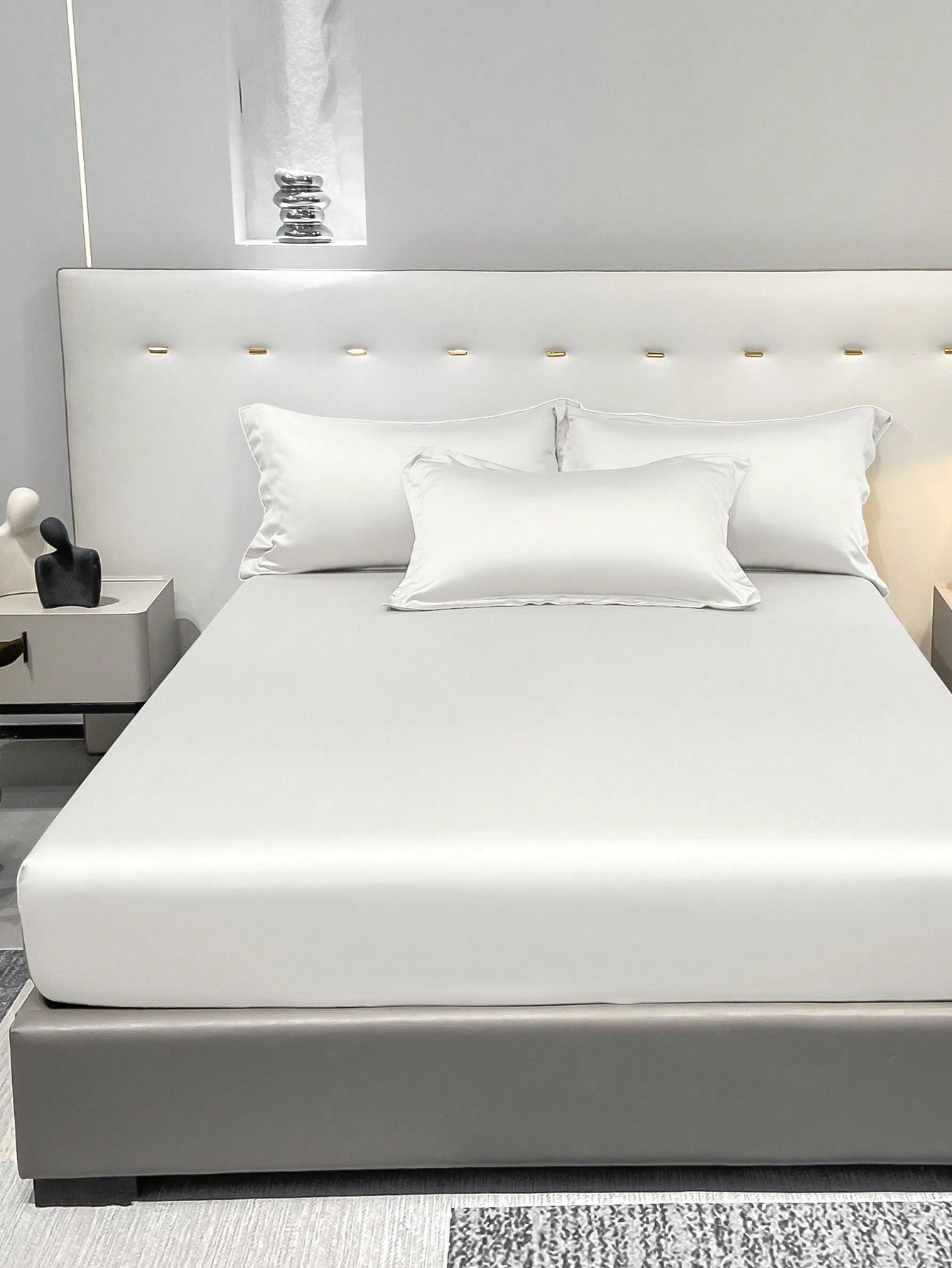 شرشف مطاط بسيطة والفراش النسيج من نسيج البوليستر الساتان الوردي البسيط ولغرفة النوم المنزلية