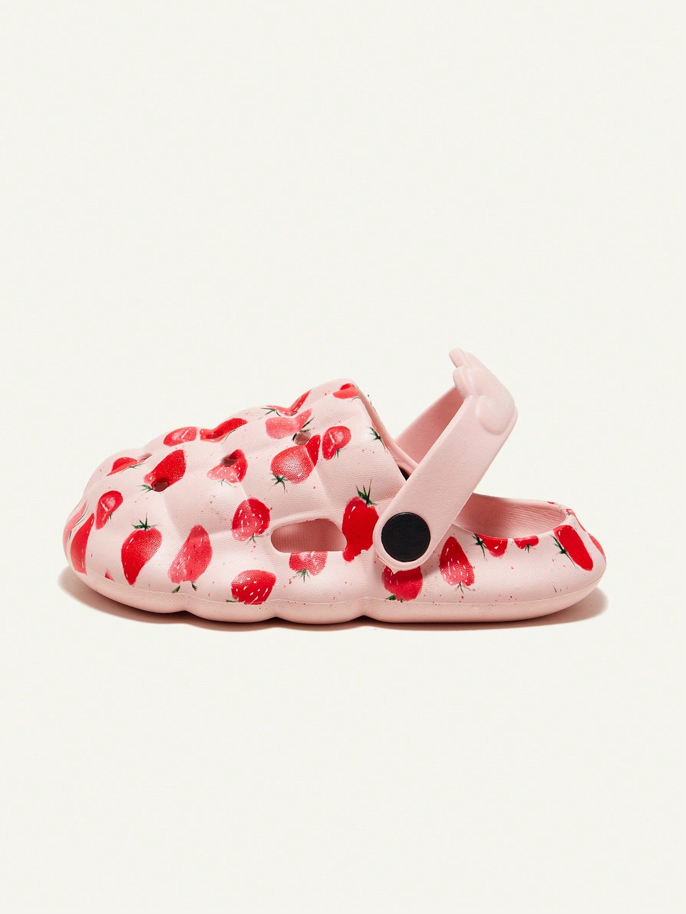 حذاء أطفال مثقوب بطبعة الفراولة المرحة للفتيات، شبشب لطيف ،أحذية حديقة ،أحذية منزلية ،مناسبة لليومية والترفيه الربع الربع