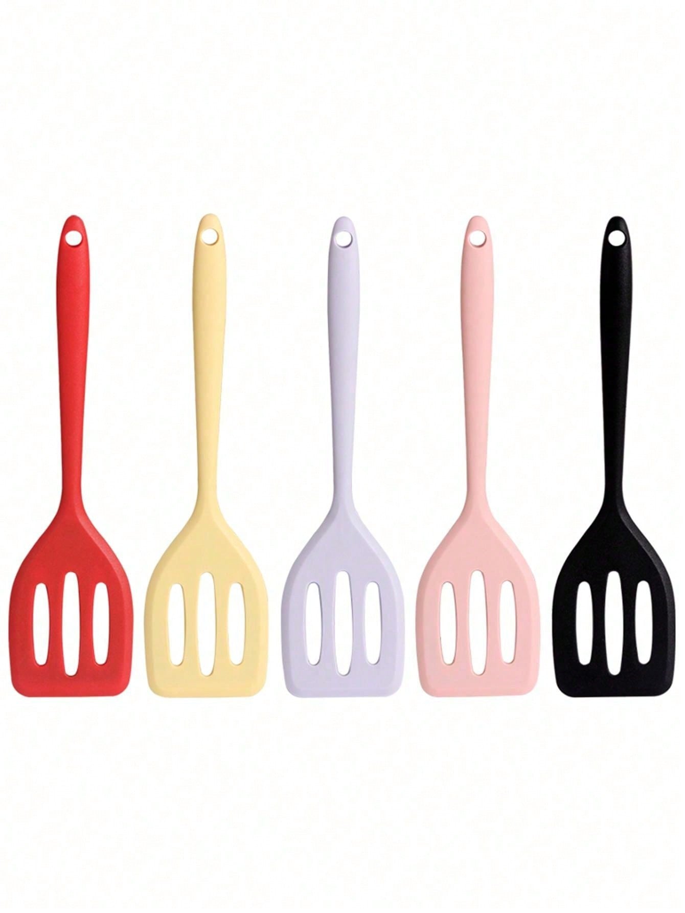 ملعقة مثقبة سيليكونية بمقبض ، ملعقة صغيرة لا تلتصق للأسماك، اللحوم المشوية والمقلاة السطحية ، مقاومة للحرارة ومملعة سيليكونية متينة وسهلة التنظيف