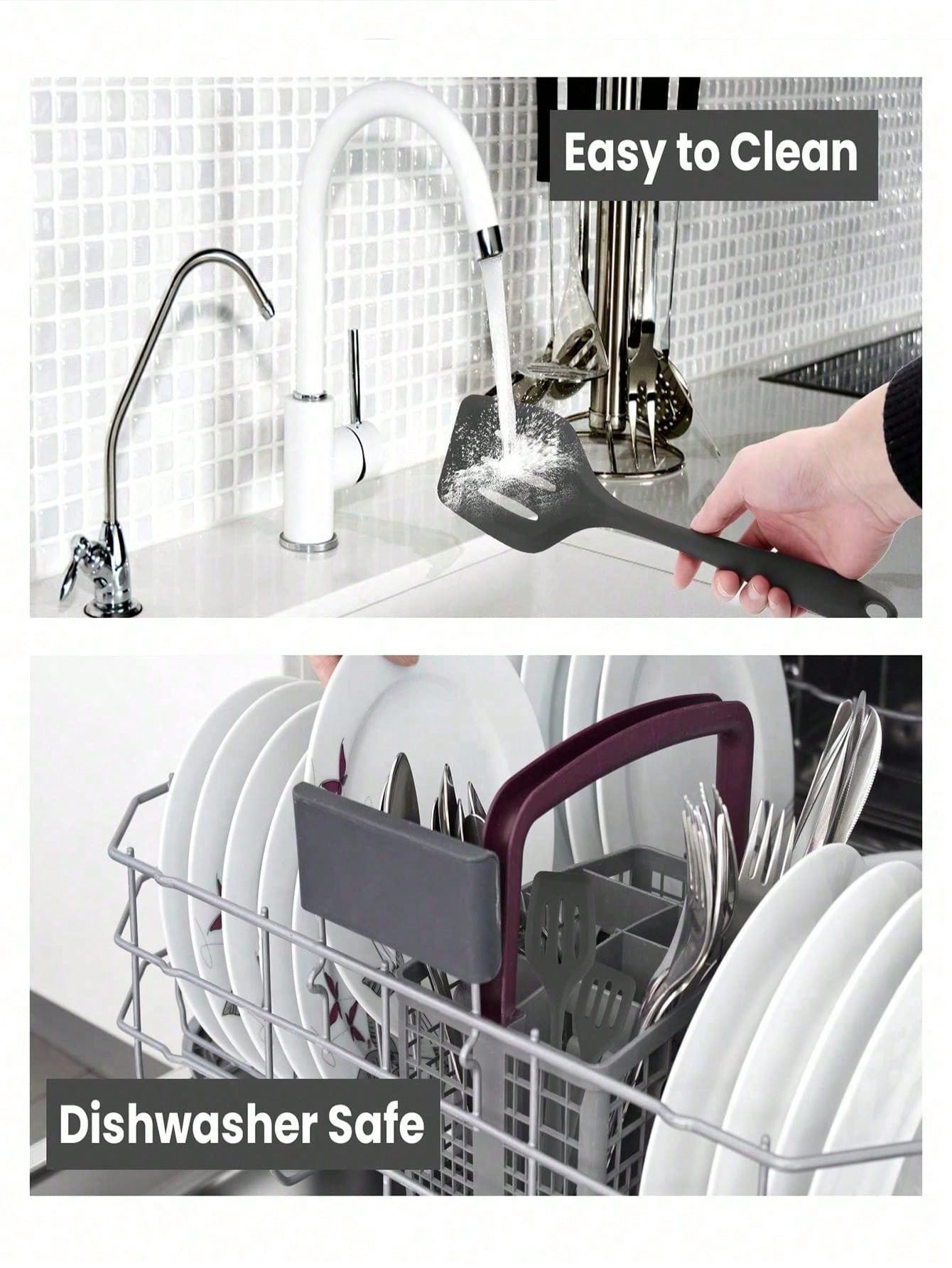 ملعقة مثقبة سيليكونية بمقبض ، ملعقة صغيرة لا تلتصق للأسماك، اللحوم المشوية والمقلاة السطحية ، مقاومة للحرارة ومملعة سيليكونية متينة وسهلة التنظيف