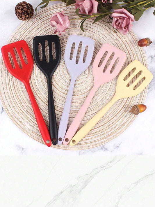 ملعقة مثقبة سيليكونية بمقبض ، ملعقة صغيرة لا تلتصق للأسماك، اللحوم المشوية والمقلاة السطحية ، مقاومة للحرارة ومملعة سيليكونية متينة وسهلة التنظيف