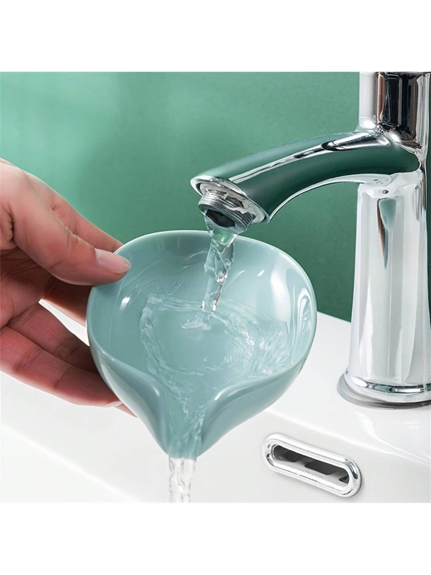 صندوق صابون بتصميم اوراق الشجرة الابداعي المسطح مع حامل التصريف، حامل صابون بامتصاص الهواء، تخزين وتنظيم الحمام 1/2/4 قطع