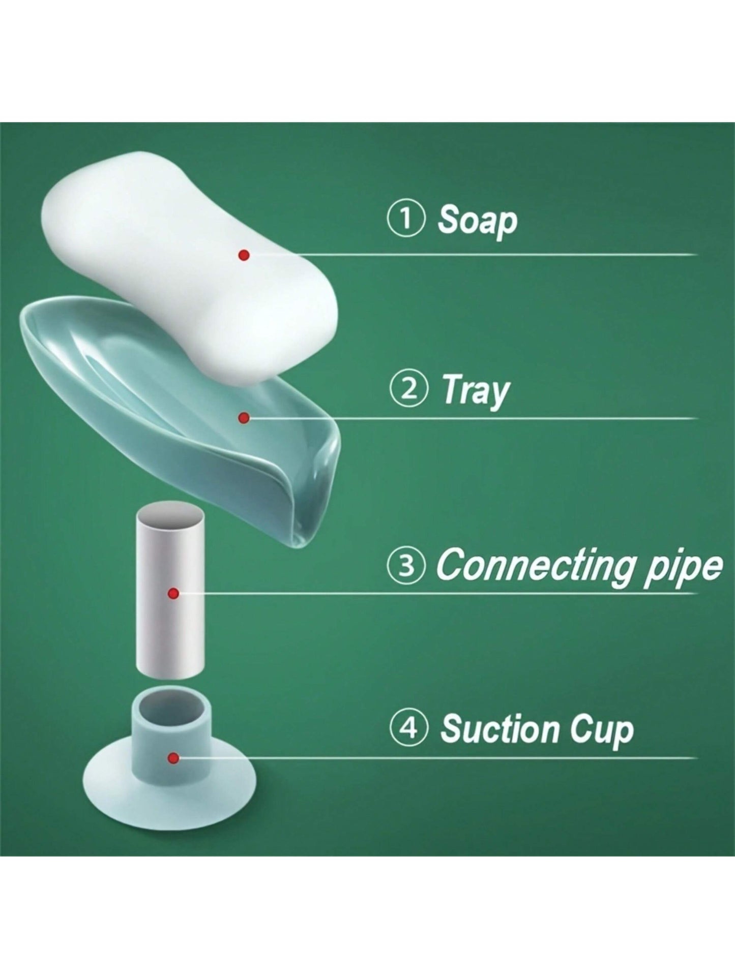 صندوق صابون بتصميم اوراق الشجرة الابداعي المسطح مع حامل التصريف، حامل صابون بامتصاص الهواء، تخزين وتنظيم الحمام 1/2/4 قطع