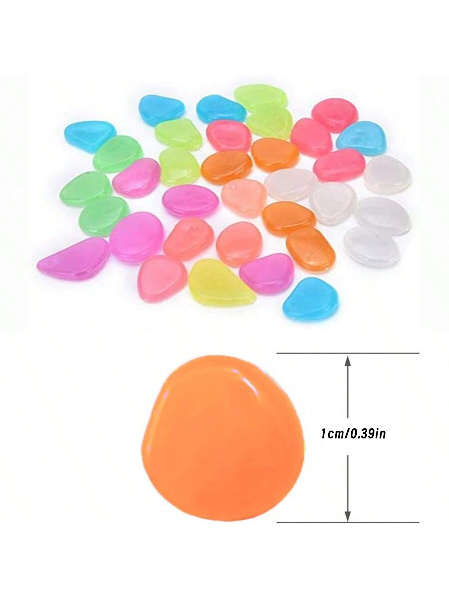 حصى يتوهجون في الظلام، صخور لامعة، حصى ملونة مضيئة، للديكور الداخلي والأسماك، الديكور الخارجي، الحديقة والمنزل وممر خارجي، الأسماك الاصطناعية وطريق وسرير الزهور والنباتات المزروعة وتصميم DIY للطريق (متعدد الألوان)