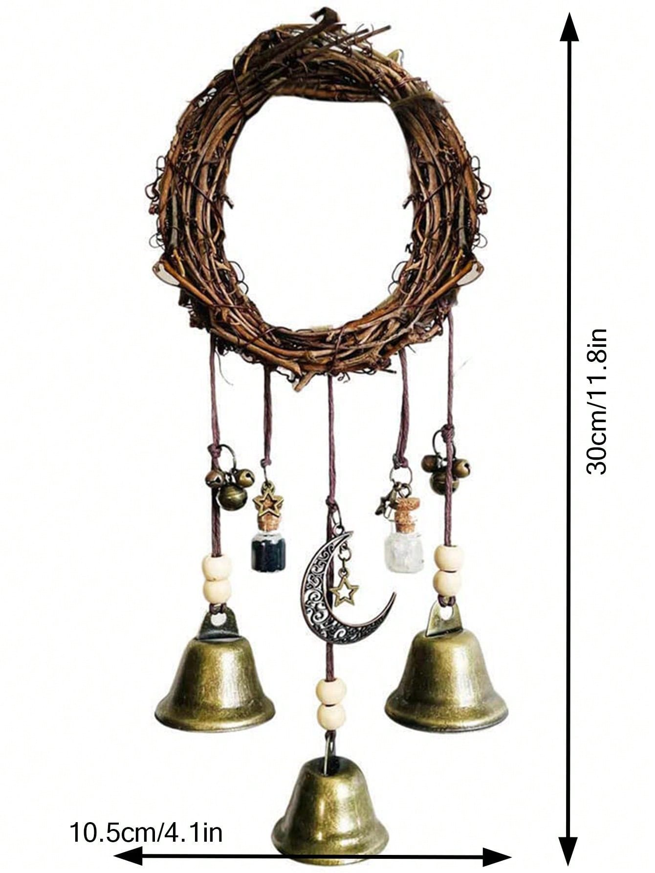 جرس زهرة الرتان الجدارية الباب المعلق مقبض الباب جرس ديكوري