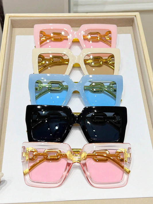 5 قطع لنظارات شمسية كبيرة الحجم بأسلوب Y2K الموضة للنساء في الصيف، الشاطئ، السفر، القيادة